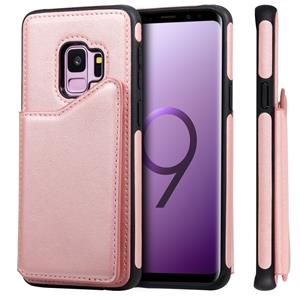 huismerk Voor Galaxy S9 Shockproof Calf Texture Protective Case met Holder & Card Slots & Frame(Rose Gold)