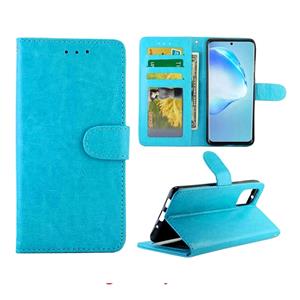 huismerk Voor Galaxy S20+ Crazy Horse Texture Leather Horizontal Flip Protective Case met Holder & Card Slots & Wallet & Photo Frame(Baby Blue)