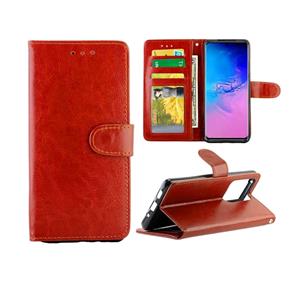 huismerk Voor Galaxy S20 Ultra Crazy Horse Texture Leather Horizontal Flip Protective Case met Holder & Card Slots & Wallet & Photo Frame(Brown)