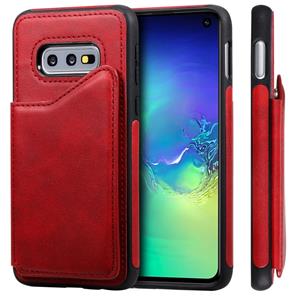 huismerk Voor Galaxy S10e Shockproof Calf Texture Protective Case met Holder & Card Slots & Frame(Red)