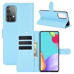 huismerk Voor Samsung Galaxy A52 5G Litchi Textuur Horizontale Flip Beschermhoes met Houder & Kaartsleuven & Portemonnee (Blauw)