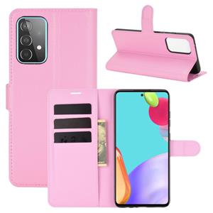 huismerk Voor Samsung Galaxy A52 5G Litchi Textuur Horizontale Flip Beschermhoes met Houder & Kaartsleuven > Portemonnee (Roze)