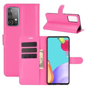 huismerk Voor Samsung Galaxy A52 5G Litchi Textuur Horizontale Flip Beschermhoes met Houder & Kaartsleuven > Portemonnee (Rose rood)