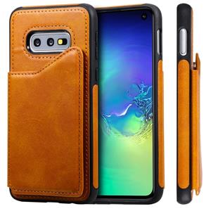 huismerk Voor Galaxy S10e Shockproof Calf Texture Protective Case met Holder & Card Slots & Frame(Brown)