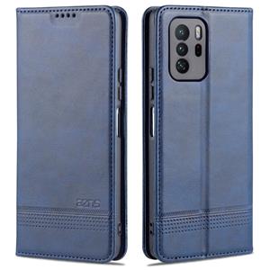 Voor Xiaomi Redmi Note 10 PRO 5G AZNS Magnetische Kalfstructuur Horizontale Flip Leren Case met Kaart Slots & Houder & Portemonnee (Donkerblauw)