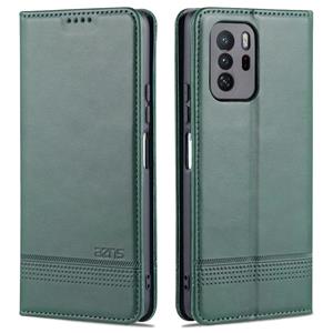 Voor Xiaomi Redmi Note 10 PRO 5G AZNS Magnetische Kalfstructuur Horizontale Flip Lederen Case met Kaart Slots & Houder & Portemonnee (Dark Green)