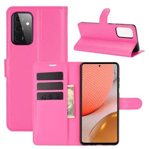 huismerk Voor Samsung Galaxy A72 5G Litchi Textuur Horizontale Flip Beschermhoes met Houder & Kaart Slots & Portemonnee (Rose rood)