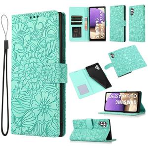 huismerk Voor Samsung Galaxy A32 5G Huid Feel Reliëf Zonnebloem Horizontale Flip Lederen Case Met Houder & Card Slots & Wallet & Lanyard