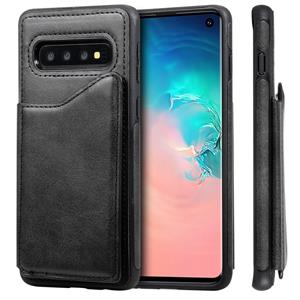 huismerk Voor Galaxy S10 Shockproof Calf Texture Protective Case met Holder & Card Slots & Frame(Black)