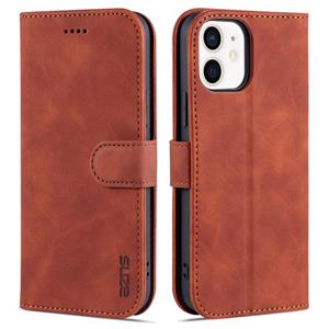 Voor iPhone 12 Mini Azns Skin Feel Calf Texture Horizontale Flip Lederen Case met Kaart Slots & Houder & Portemonnee (Bruin)