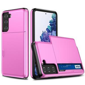 huismerk Voor Samsung Galaxy S21 + 5G Schokbestendig Armor Beschermhoesje met Kaartsleuf (Roze)