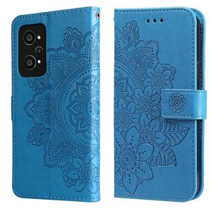 huismerk Voor Oppo Realme GT Neo2 7-Petal Bloemen In reliëf gemaakte Flip Leren Telefoonhoesje Met Houder & Card Slots