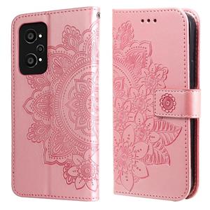 huismerk Voor Oppo Realme GT Neo2 7-Petal Bloemen In reliëf gemaakte Flip Leren Telefoonhoes met Houder & Card Slots (Rose Gold)