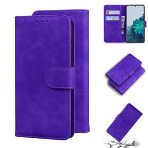 huismerk Voor Samsung Galaxy S21 + 5G Skin Feel Pure Color Flip Leather Phone Case (Purple)