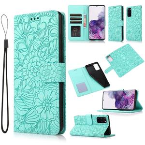 huismerk Voor Samsung Galaxy S20 + Skin Feel Embossed Sunflower Horizontal Flip Lederen Case met Houder & Card Slots & Wallet & Lanyard