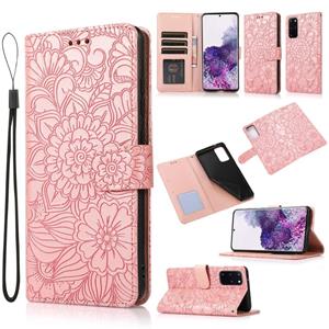 huismerk Voor Samsung Galaxy S20 + Skin Feel Reliëf Zonnebloem Horizontale Flip Leren Case met Houder & Card Slots & Wallet & Lanyard (Rose Gold)