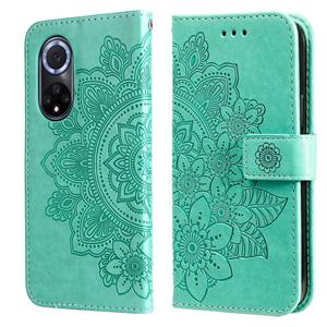 huismerk Voor Huawei Nova 9 / Honor 50 7-Petal Bloemen In reliëf gemaakte flip lederen telefoonhoesje met houder & kaartslots