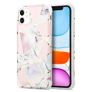 huismerk Voor iPhone 13 Pro Max Electroplating Matching Marble IMD Four-Corner TPU Shockproof Case (White)