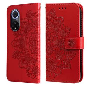 huismerk Voor Huawei Nova 9 / Honor 50 7-Petal Bloemen In reliëf gemaakte Flip Leren Telefoonhoesje Met Houder & Card Slots