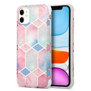 huismerk Voor iPhone 13 Pro Max Electroplating Matching Marble IMD Four-Corner TPU Shockproof Case