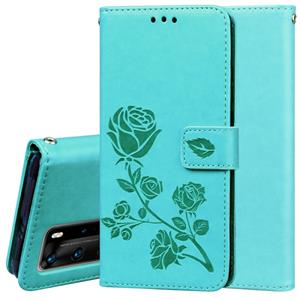 Huismerk Voor Huawei P40 Pro Rose Embossed Horizontal Flip PU Leather Case met Holder & Card Slots & Wallet(Groen)