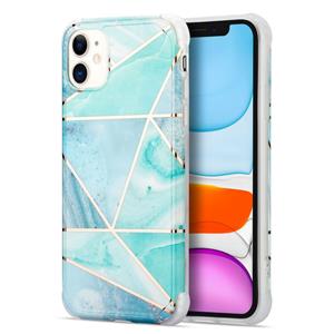 huismerk Voor iPhone 13 Pro Max Electroplating Matching Marble IMD Four-Corner TPU Shockproof Case