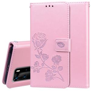 Huismerk Voor Huawei P40 Pro Rose Embossed Horizontale Flip PU Lederen Case met Holder & Card Slots & Wallet (Rose Gold)