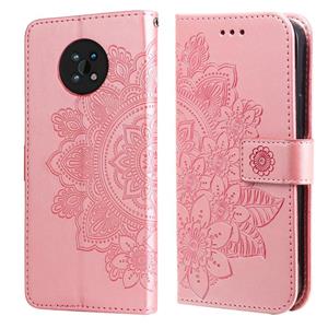 huismerk Voor Nokia G50 7-Petal Flowers Reliëf Flip Leren Telefoonhoesje Met Houder & Card Slots (Rose Gold)