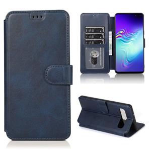 huismerk Voor Samsung Galaxy S10 5G Kalf texture Magnetische gesp horizontale flip lederen kast met Holder & Card Slots & Wallet & Photo Frame(Blauw)