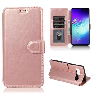 huismerk Voor Samsung Galaxy S10 5G Kalf texture Magnetische gesp horizontale flip lederen kast met Holder & Card Slots & Wallet & Photo Frame (Rose Gold)