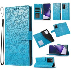 huismerk Voor Samsung Galaxy Note20 Ultra Skin For Feel reliëf Sunflower Horizontal Flip Lederen Case met Houder & Card Slots & Wallet & Lanyard