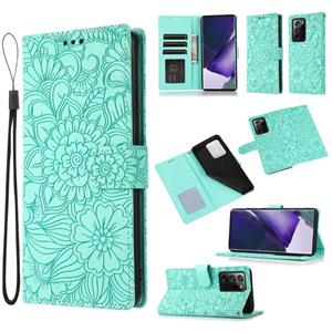 huismerk Voor Samsung Galaxy Note20 Ultrahuid Voel je in reliëf gemaakte zonnebloem Horizontale Flip Leren Case met Houder & Card Slots & Wallet & Lanyard