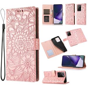 huismerk Voor Samsung Galaxy Note20 Ultrahuid Voel je in reliëf gemaakte zonnebloem Horizontale Flip Leren Case met Houder & Card Slots & Wallet & Lanyard (Ro