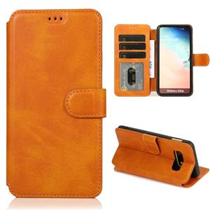 huismerk Voor Samsung Galaxy S10e Kalf texture magnetische gesp horizontale flip lederen case met houder & kaartslots & portemonnee & fotoframe (Khaki)