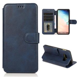 huismerk Voor Samsung Galaxy S10e Kalf texture magnetische gesp horizontale flip lederen case met houder & kaartslots & portemonnee & fotoframe(blauw)