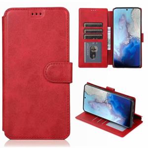 huismerk Voor Samsung Galaxy S20 Kalf texture Magnetische gesp horizontale flip lederen case met houder & kaartslots & portemonnee & fotoframe(rood)