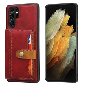 huismerk Voor Samsung Galaxy S22 Ultra 5G Calfskin Color Matching TPU + PU-telefoonhoes