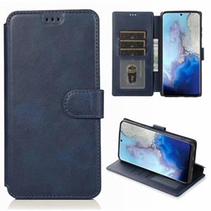 huismerk Voor Samsung Galaxy S20 Kalf texture Magnetische gesp horizontale flip lederen case met houder & kaartslots & portemonnee & fotoframe(blauw)