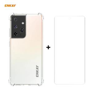 Voor Samsung Galaxy S30 Ultra Hat-Prince ENKAY Clear TPU Shockproof Case Soft Anti-slip Cover + 3D Full Screen PET Curved Hot Bending HD Screen Protec