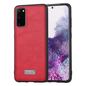 Voor Samsung Galaxy S20 SULADA Schokbestendige TPU + Handgemaakte lederen beschermhoes(rood)