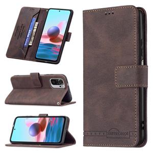 huismerk Voor Xiaomi Redmi Note 10 4G / OPMERKING 10S Magnetische Sluiting RFID Blokkering Anti-diefstal Lederen Case met Houder & Card Slots & Portemonnee (Br