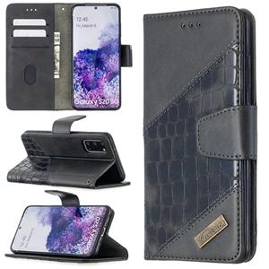 huismerk Voor Samsung Galaxy S20 Matching Color Crocodile Texture Horizontale Flip PU Lederen case met Wallet & Holder & Card Slots(Zwart)