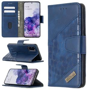 huismerk Voor Samsung Galaxy S20 Matching Color Crocodile Texture Horizontale Flip PU Lederen case met Wallet & Holder & Card Slots(Blauw)