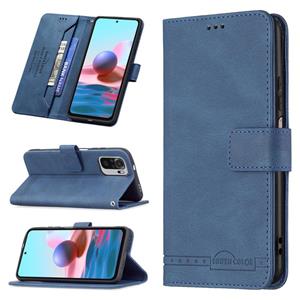 huismerk Voor Xiaomi Redmi Note 10 4G / OPMERKING 10S Magnetische Sluiting RFID Blokkeren Anti-Diefstal Lederen Case met Houder & Card Slots & Portemonnee