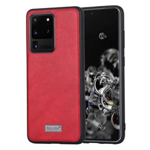 Voor Samsung Galaxy S20 Ultra SULADA Schokbestendige TPU + Handgemaakte lederen beschermhoes(rood)