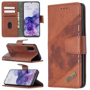 huismerk Voor Samsung Galaxy S20 Matching Color Crocodile Texture Horizontale Flip PU Lederen case met Wallet & Holder & Card Slots(Bruin)