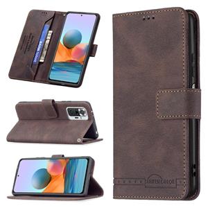 huismerk Voor Xiaomi Redmi Note 10 Pro Magnetic Sluiting RFID Blokkering Anti-diefstal Lederen Case met Houder & Card Slots & Portemonnee (Bruin)