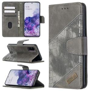 huismerk Voor Samsung Galaxy S20 Matching Color Crocodile Texture Horizontale Flip PU Lederen case met Wallet & Holder & Card Slots(Grijs)