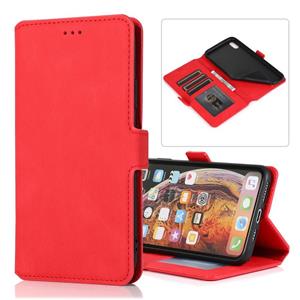 huismerk Voor iPhone XS / X Retro Magnetic Closing Clasp Horizontale Flip Lederen Case met Holder & Card Slots & Photo Frame & Wallet(Red)