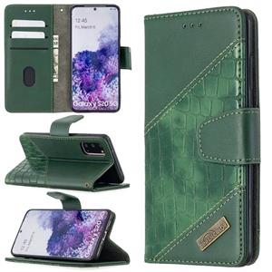 huismerk Voor Samsung Galaxy S20 Matching Color Crocodile Texture Horizontale Flip PU Lederen case met Wallet & Holder & Card Slots(Groen)